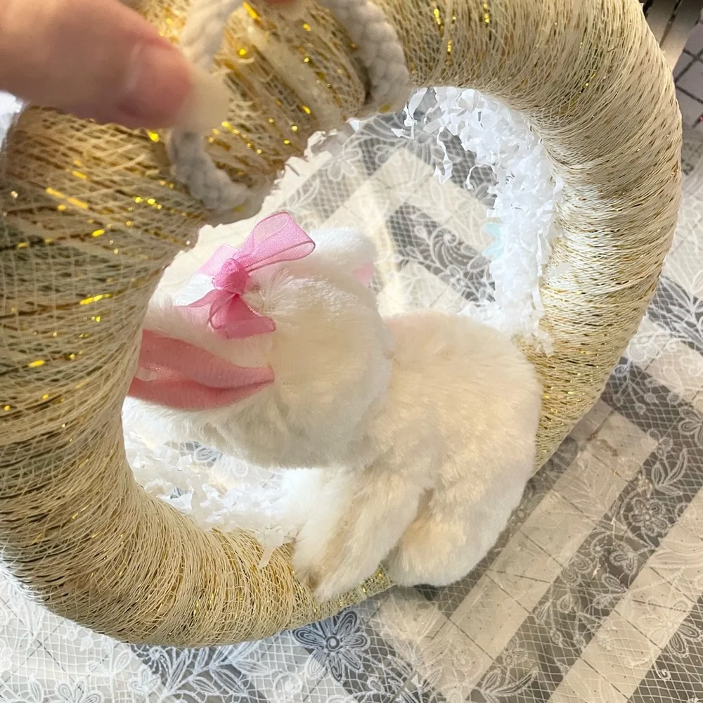 Floral Bunny Wreath with Pastel Accents